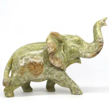 

Elephant Statue Natural Gemstone Lemon Jade Crystal Healing Carved Figurine Home Decor 7.48"