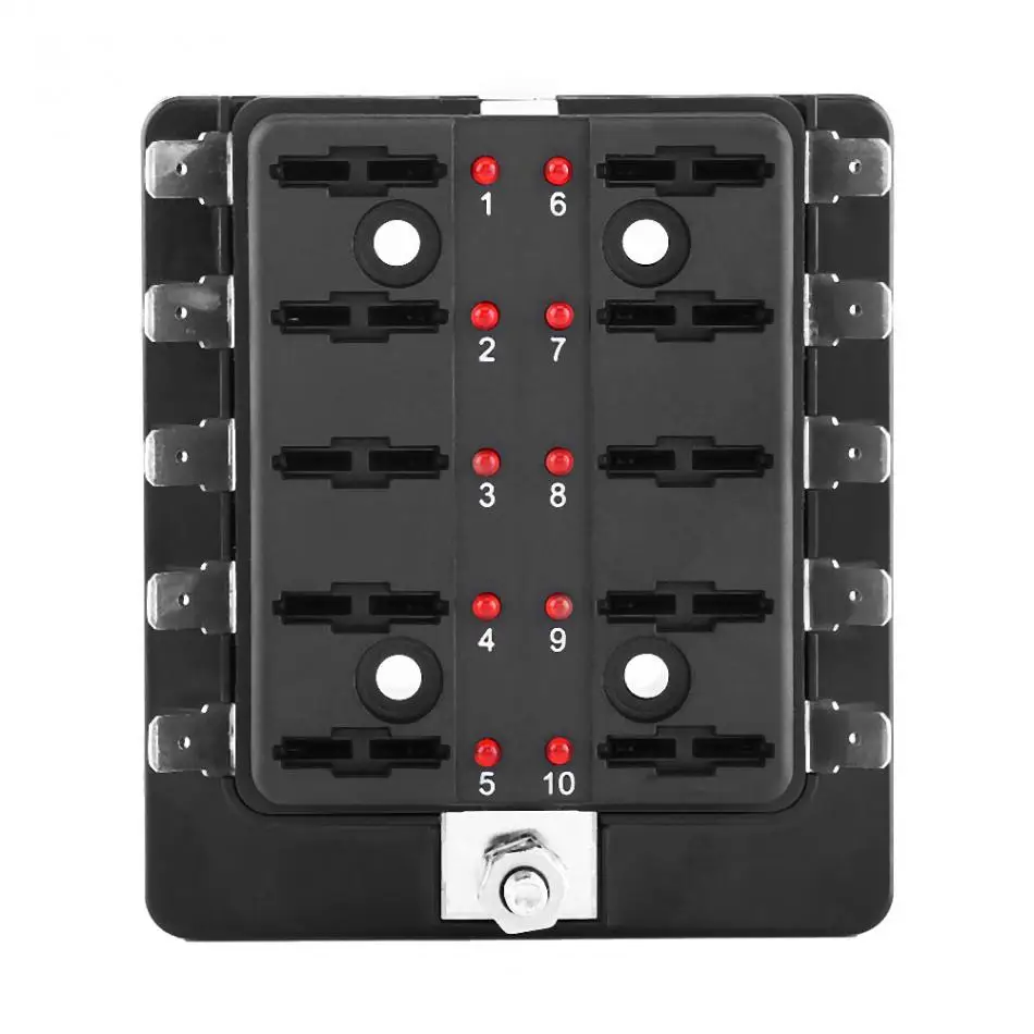 10 Way Blade Fuse Box Circuit Blade Fuse Box Block Holder With LED Warning  Light Kit For Car Van Boat Marine Car Styling-in Fuses from Automobiles ...