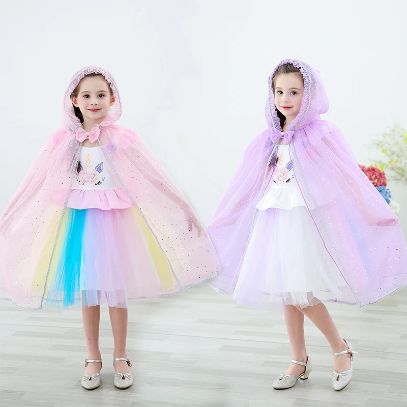 

2019 New Girls Princess Cloaks Elsa Dress Cosplay Cloak for New Year Party Kids Carnival Clothes Fancy Pretty Cloak