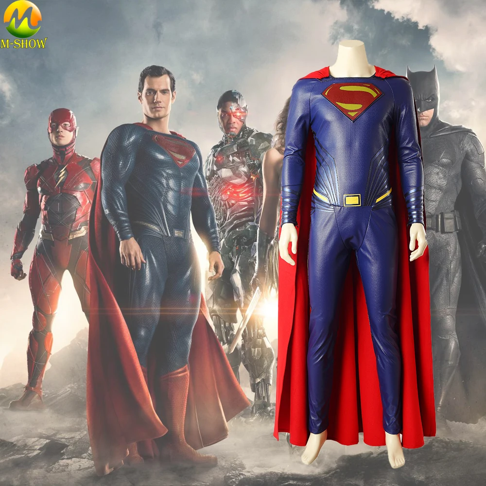 

Movie Justice League Superman Cosplay Costumes Superhero Suit Custom made Cosplay Superman Jumpsuit For Halloween