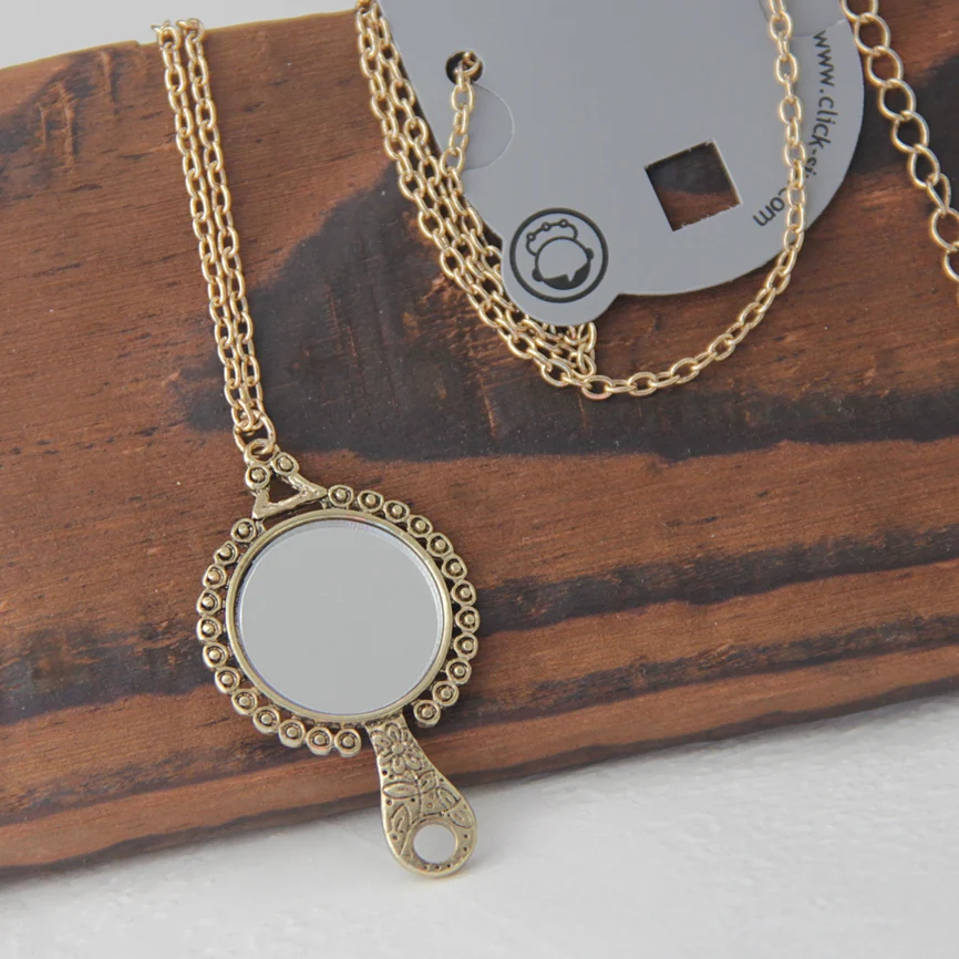 

fashion jewelry accessories quality vintage small mirror long necklace