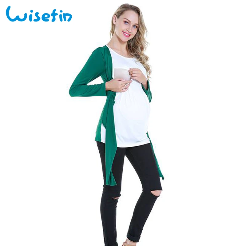 Wisefin/бинт кормящих топ с длинным рукавом Одежда для кормления Топы Футболка для беременных кормящих футболки Футболка для беременных