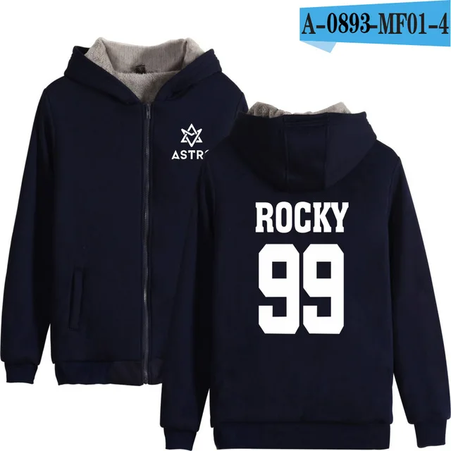 navy blue KPOP ASTRO STAR Group зимняя толстовка флисовая теплая куртка-толстовка с длинным рукавом Толстовка женская мужская брендовая одежда - Цвет: navy blue