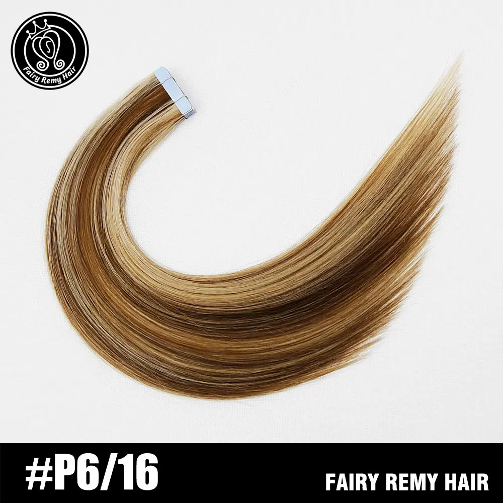 Сказочные волосы remy, 2,0 г/шт., 18 дюймов, человеческие волосы remy на ленте для наращивания, цветные волосы на ленте для наращивания, кожа, уток, Cheveux для наращивания, 40 г - Цвет: P6-16