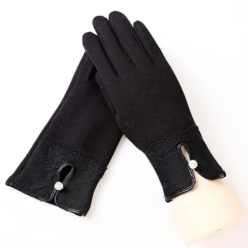 Зимние женские Волшебные сенсорные перчатки с кружевным бантом полный палец Митенки женские Теплые наручные теплые перчатки