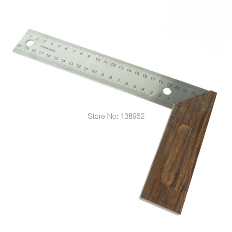 

250mm Stainless Steel 90 Degree Angle Rulers Gauges L-Type With Wooden Handle square rulers Measuring Tool