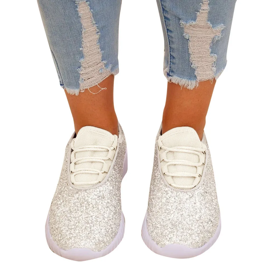 Женские кроссовки из расшитой блестками ткани; повседневные уличные кроссовки с блестками; дышащие Туфли-кроссовки; zapatos de mujer