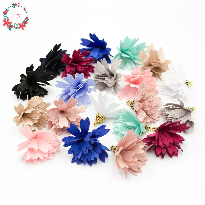 

100PCS/lot Mixed Colors Flower Tassels 25mm Satin Fabric Petal Tassels w/ Antique Golden Cap for DIY Jewelry Making