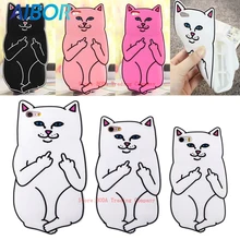 

3D Cute cartoon Silicone Pocket Cat Middle Finger corna white cat Case For iphone X 5 5S SE 6 6S PLUS 7 8 PLUS Funny Back Cover
