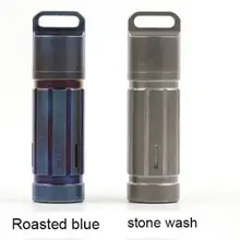 Титан сплав Открытый Водонепроницаемый контейнер для таблеток Дело Box бутылки ключ кулон