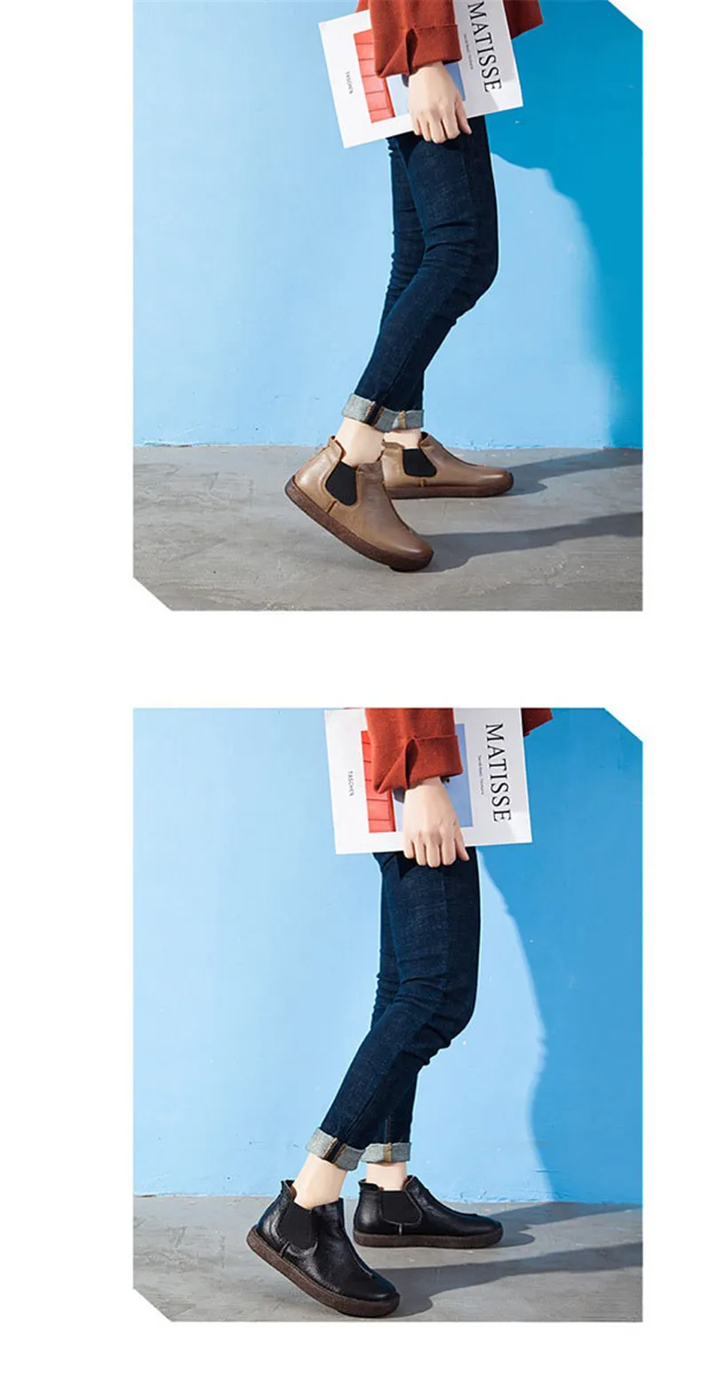 BEYARNE/Новинка; женские брендовые ботинки на плоской подошве из натуральной кожи в английском стиле; женские осенние ботильоны; зимние ботинки в стиле ретро; E281