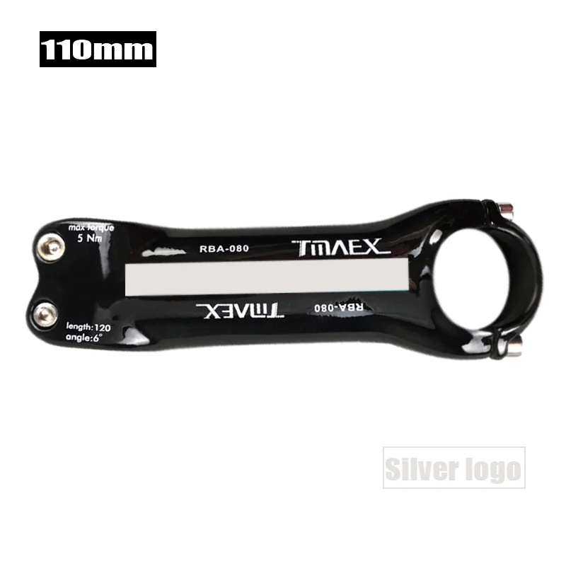 Silvery 110mm TMAEX углеродный стержень, полностью углеродный велосипедный стержень, светильник для шоссейного велосипеда, вес руля MTB, 6 градусов и 31,8 мм, Аксессуары для велосипеда, ультра светильник - Цвет: Silvery 110mm