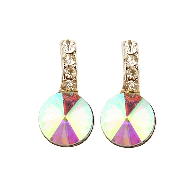 1 Pair Delicate Stylish Stud Earrings Chic Round Crystal 1 Pair Delicate Stylish Stud Earrings Chic Round Crystal Jewellery Gift For Women Las