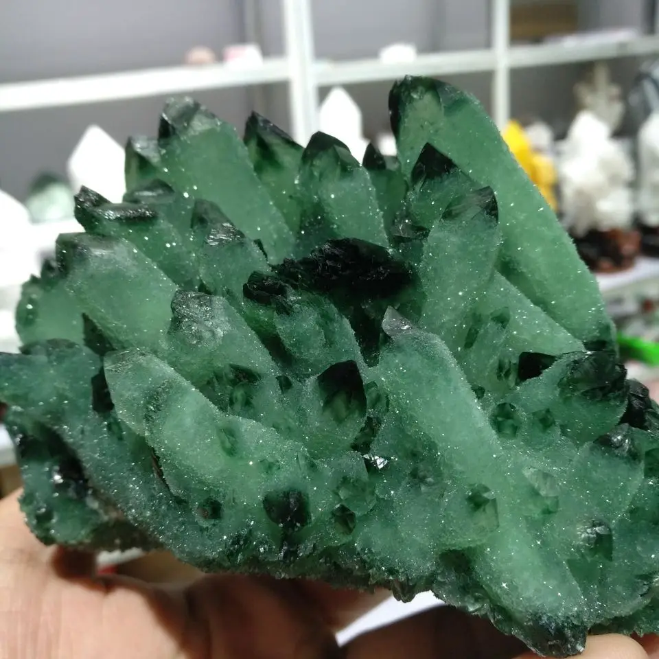 950 г зеленый призрак фантомный кварцевый кристалл кластер исцеляющий