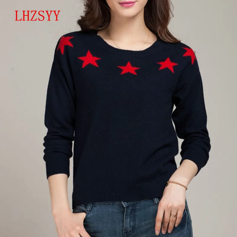 Lhzsyy Горячее предложение кашемировый свитер звезды с деньгами выращивания диких Круглый воротник кашемировый свитер мода шерстяной свитер