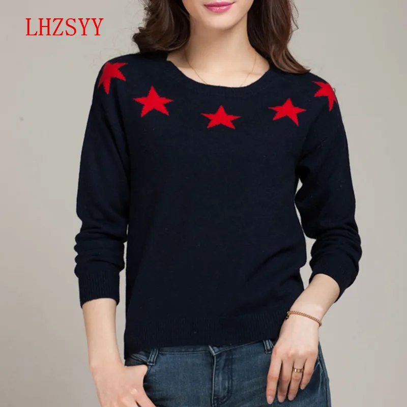 Lhzsyy حار جديد الكشمير سترة نجم ستار بالمال زراعة البرية جولة الرقبة الكشمير سترة الأزياء الصوف سترة