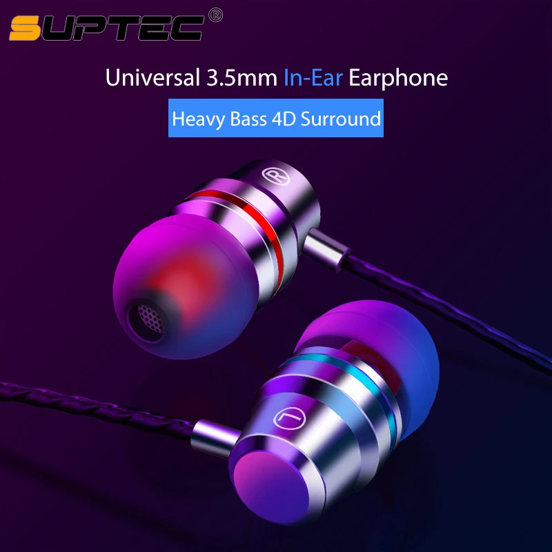 SUPTEC проводные наушники 3 5 мм для Xiaomi Samsung Iphone смартфона с микрофоном проводная