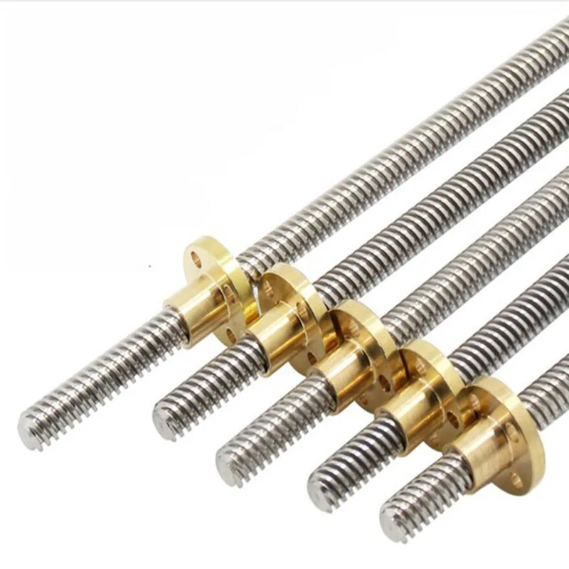 Size: 500mm Zamtac 2pcs Anet T8 8mm Lead rods Screw 300 400 450 500 600mm trapezoidal Lead Screws+Brass Copper Nuts for 3D Printer Part/&CNC