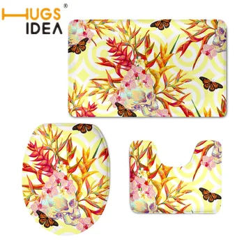 

HUGSIDEA Creative Butterfly Pattern Toilet Seat Cover Area Rugs for Bathroom WC Warmer Soft Carpet Toilet Accessories Waterproof