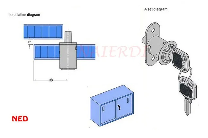 NAIERDI105-32 плунжерный замок с 2 клавишами для раздвижных стеклянные двери и витрины замок для мебельного шкафа 32 мм толщина