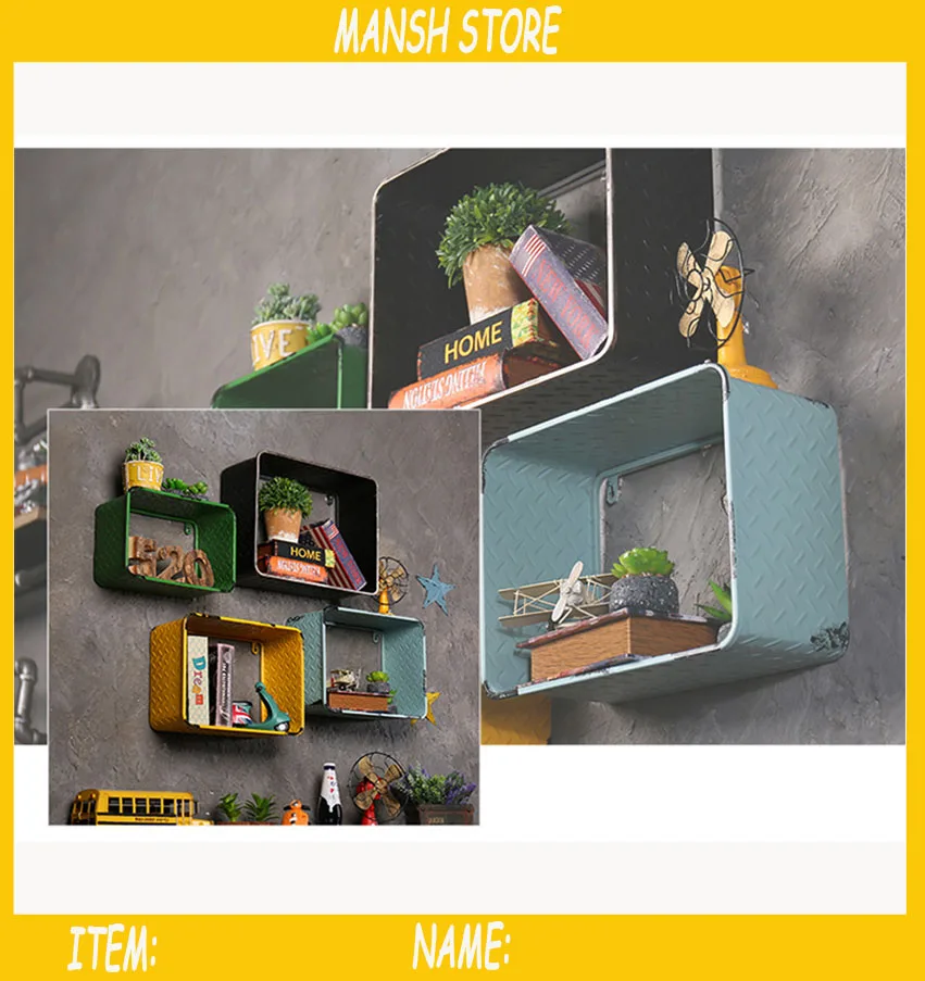 

Vintage Iron Holder Make-Old Retro Rack for Book Flower Artifacts Metal Wall Square Shelf 40*15*31cm