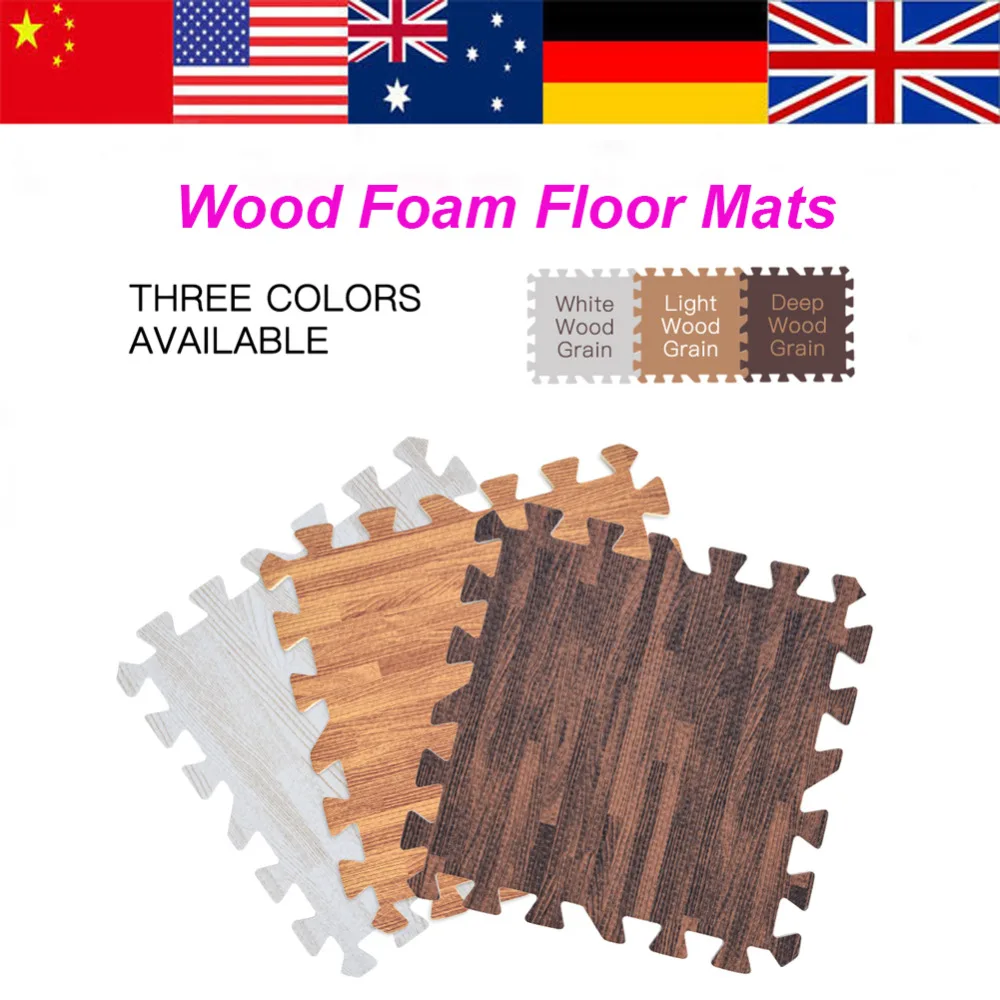 9pcs Imitation Wood Soft Foam Floor Mats Wood Foam Floor Mats Gym