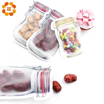 

5pcs/lot Convenient PE Mason Bottles Bags Nuts Cookies Candy Snacks Sealed Plastic Bag Home Decoration Storage Supplies