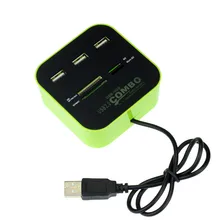 50pcs USB 2.0 hub All In One 3 ports Combo with Multi-card Reader for SD/MMC/M2/MS/MP Pro Duo Memory Card Laptop PC E18