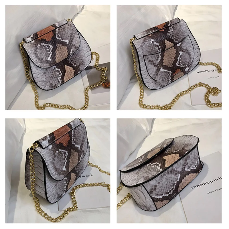 النساء عالية الجودة الأفعى نمط مربع صغير محفظة حقائب حقيبة كتف البرية الأزياء سلسلة المرأة حقيبة ساعي Crossbody حقيبة