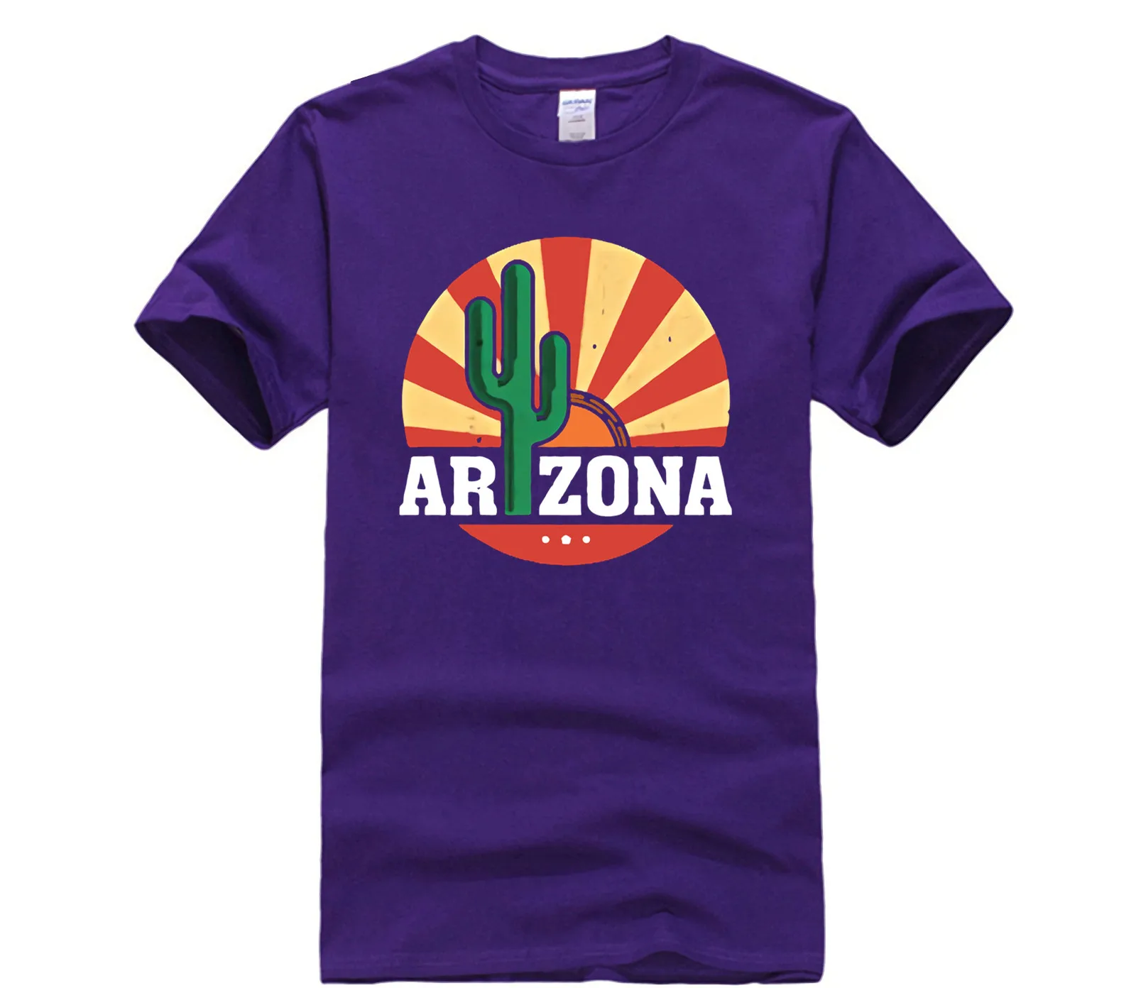

Ontwerp Tee Shirt mannen Korte Mouw Drukmachine O hals Vintage stijl Arizona Cactus Zonsondergang T shirt Korte Printing Machine