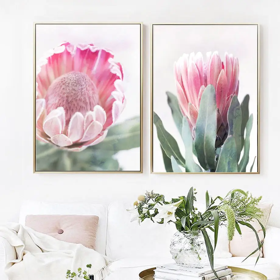 

Pink Tulip King Protea Love Quote Nordic Canvas Painting Postmodern Poster And Print For Living Room Girls Fashion Home Decor