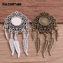 Pendentif en alliage deux couleurs Vintage en forme de feuille d'arbre, ailes de plumes, Style célèbre, collier Cabochon rond pour bricolage, 12mm, 2 pièces