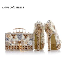 LuxEcho Beige Pearl Wedding shoes with matching bags 14cm high heels Platform shoes woman Party Dress shoe and bag set цена LuxEcho Beige Pearl Wedding shoes with matching bags 14cm high heels Platform shoes woman Party Dress shoe and bag set цены онлайн