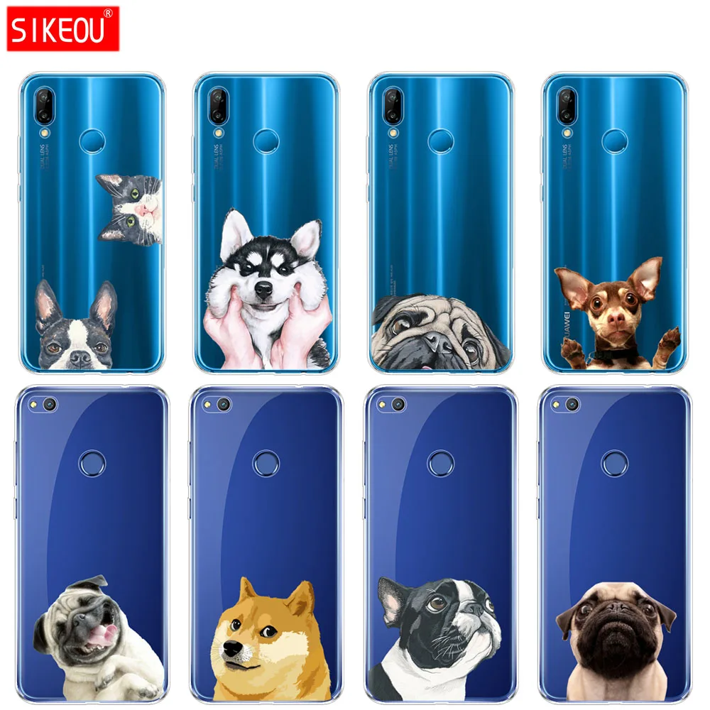 

Silicone Cover Phone Case For Huawei P20 P7 P8 P9 P10 Lite Plus Pro 2017 P Smart Dog and cat husky akita bulldog back case