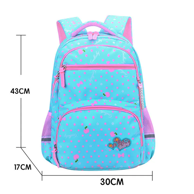 light blue large Dot Печать школьный рюкзак водонепроницаемые школьные рюкзаки для девочек 2 размера большой емкости путешествия дети рюкзак детские школьные сумки - Цвет: light blue large