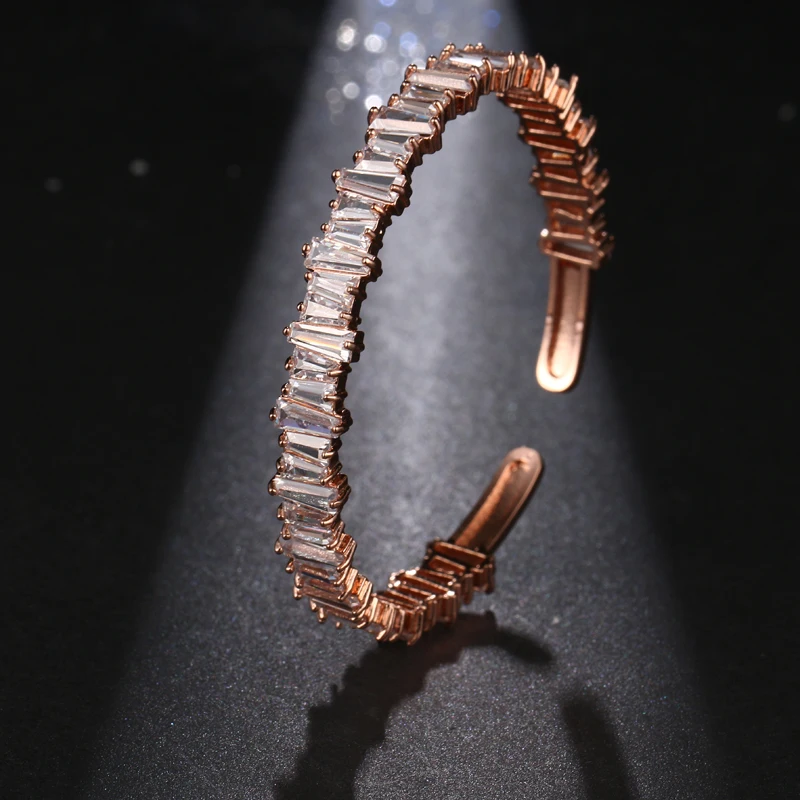 Регулируемые Квадратные браслеты из меди с фианитами|bangle adjustable|zirconia banglebracelet for