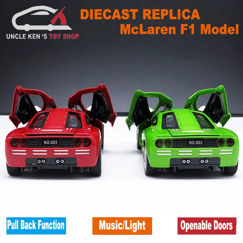 Goede 15 cm Lengte Schaal McLaren F1 Diecast Model Auto, legering Speelgoed Met Muziek Licht Trek Functie Voor Kinderen Kids Als Gift
