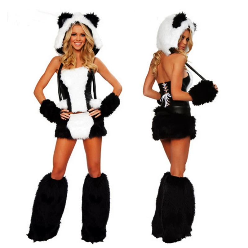 Animal Sexy Halloween Costumes For Women 2018 New Sexy plush animal Costume for Adult cat girl Cosplay Dress