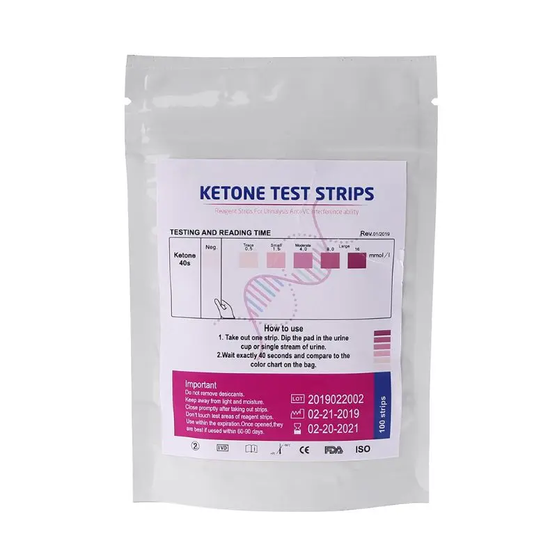 

100pcs Home Ketosis Tests Analysis Professional URS-1K Test Strips Ketone Reagent Testing Urine Anti-vc Urinalysis