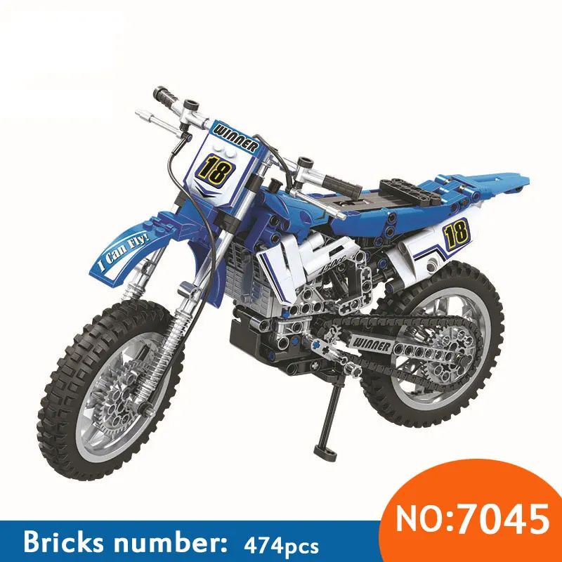 7045 474 шт Technic City Moto Cross Bike Строительные блоки Набор DIY Кирпичи классическая модель детские игрушки для детей подарок