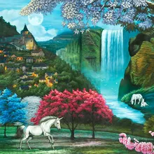 Деревенские водопады DIY живопись по номерам 24 цвета пигментная кисть Искусство Ручная роспись креативная цифровая картина маслом
