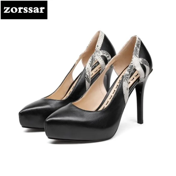 

{Zorssar} high quality Women Pointed Toe High Heels 11CM Sexy Thin Heels platform Pumps Womens Wedding Shoes Woman Zapatos Mujer