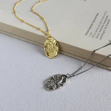 Silvology 925 пробы Серебряное христианское ожерелье с Иисусом, несимметричный дизайн, элегантный темперамент, женское ожерелье с подвеской, 925 ювелирные изделия