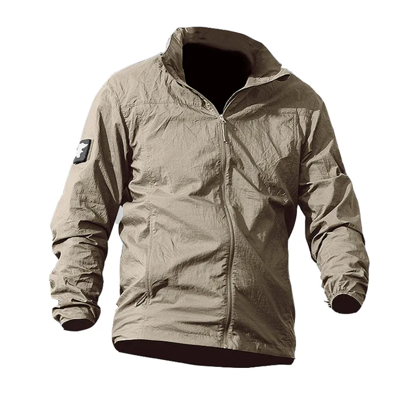 Billige Sommer Wasserdicht Quick Dry Tactical Haut Jacke Männer Sonnencreme Atmungs Mit Kapuze Regenmantel Windjacke Dünne Armee Military Jacken