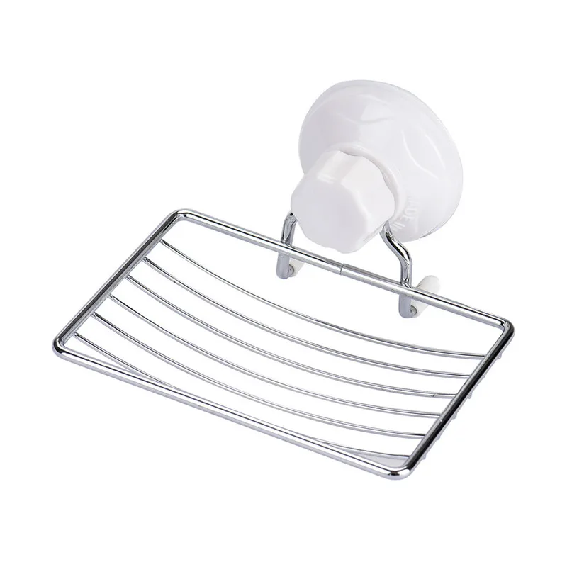 Strong Suction Soap Dish Holder Metal Bathroom Wall Mounted Kitchen