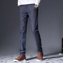 Чистого цвета мужские платье Штаны весна и осень штаны для мужчин Мужская, в деловом, повседневном стиле Брюки цвет синий, черный; Большие размеры 34–43 Размер 28-40