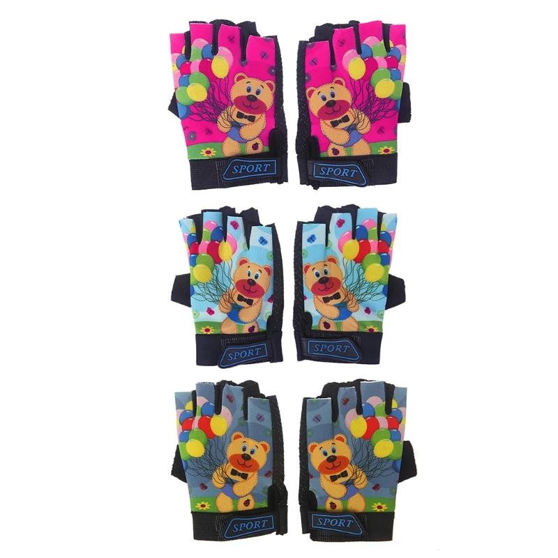 

Cycling Gloves Kids Child Outdoor Sports Non Slip Breathable Half Finger Cartoon