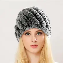 Роскошные осенне-зимние женские настоящие вязаные шапки из меха кролика рекс ручной работы женские теплые шапки женские шапочки головные уборы