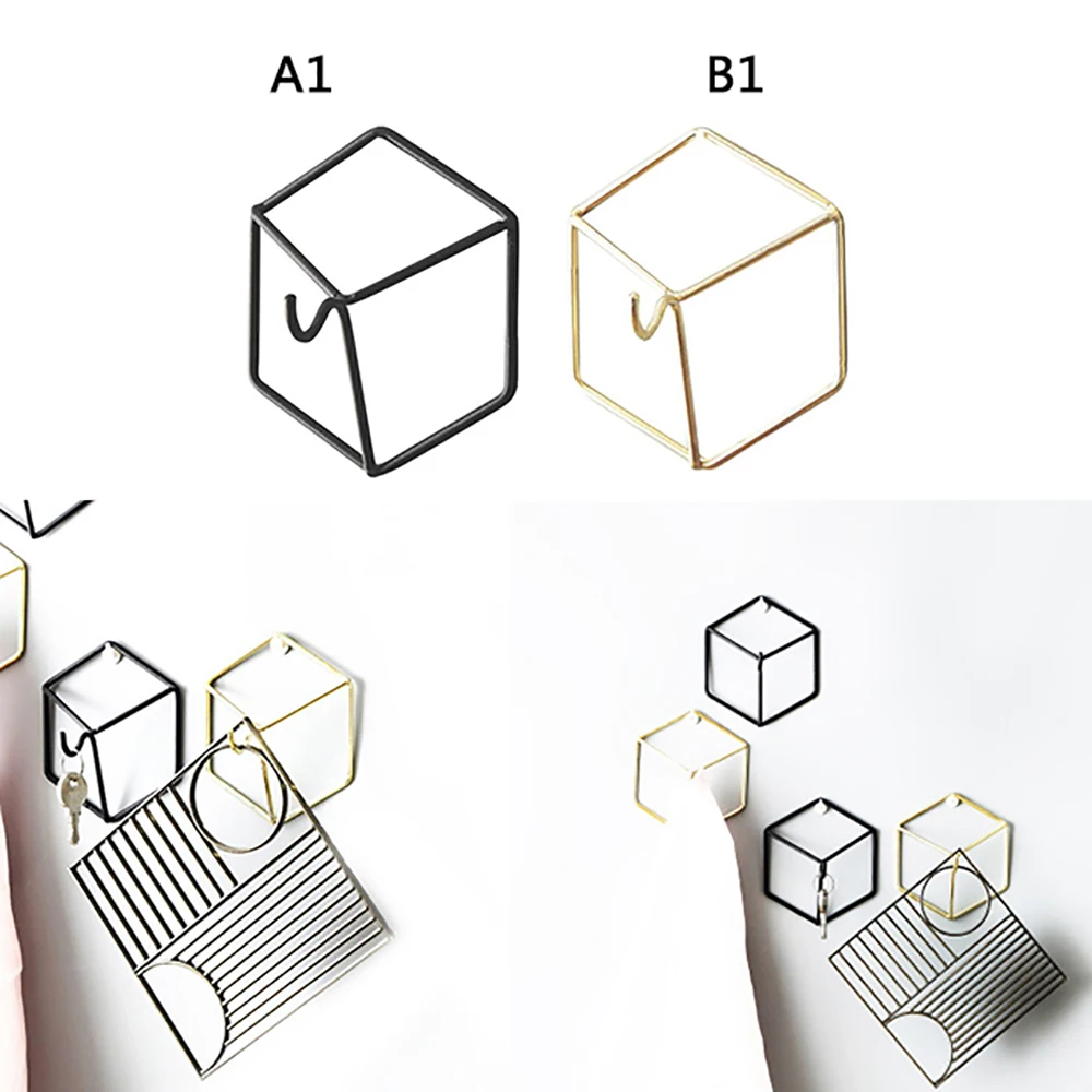 Скандинавский стиль шестигранный дизайн золотой железный художественный крючок для хранения минималистичный настенный держатель ключа органайзер для комнаты домашний декор