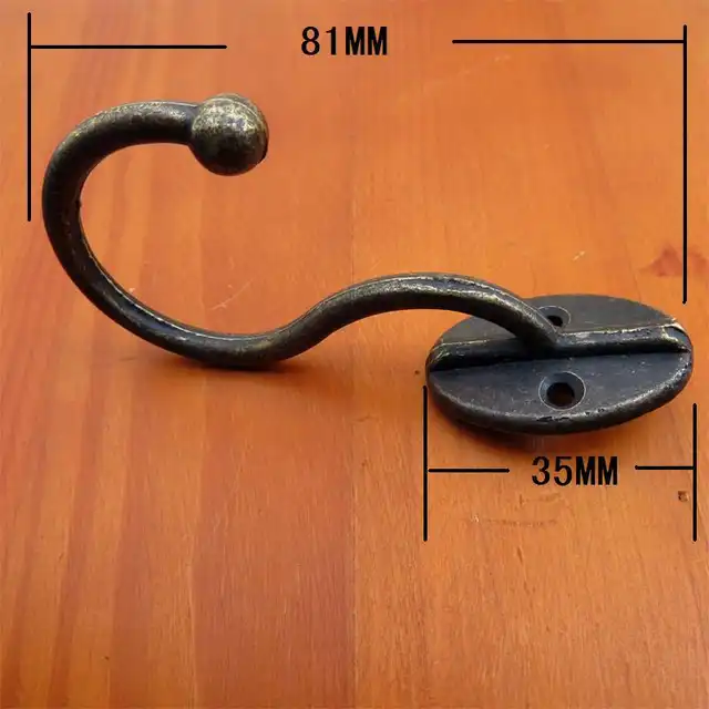 Online Shop Antique Coat Hooks Single Hook Alloy Cabinet Decorative Antique coat hooks Single hook Alloy cabinet decorative hook Large bronze hooks 81 * 35MM rustic - Online Shop Antique Coat Hooks Single Hook Alloy Cabinet Decorative